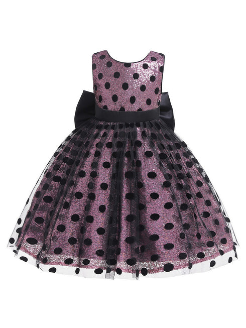 Rain Kids Girl Multi Color Sequin Black Polka Dot Tulle Christmas Dress 6M-4 - SophiasStyle.com
